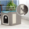 Cat Bed for Indoor Cats -Large Cat Cave for Pet Cat House with Fluffy Ball Hanging and Scratch Pad, Foldable Cat bed